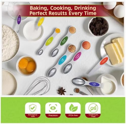 Magnetic Measuring Spoons Set|Strong N52 Magnets|Heavy Duty Stainless