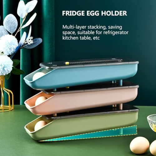 Fridge Egg Storage Box Plastic Drawer Holder with Protective Lid