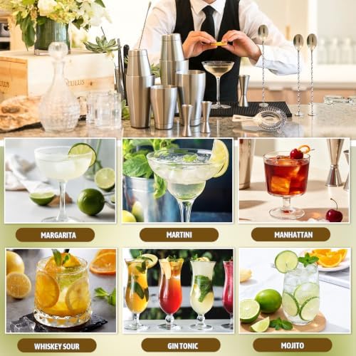 Mwellewm Cocktail Shaker Set,Boston Shaker 15Pc Drink Shaker