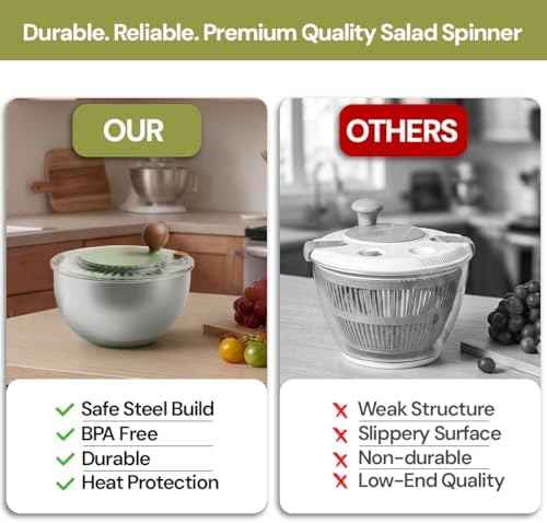 5.3QT Stainless Steel Salad Spinner - Large Salad Spinner with