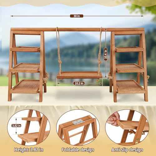 Flenpptly Wooden Cupcake Stand, 3 Tier Cupcake Display Stand, Brown