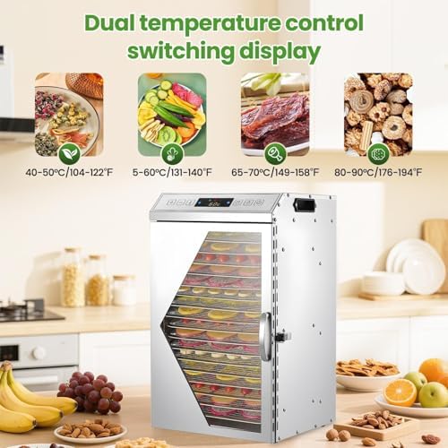 Touchscreen Food Dehydrator with 18 Stainless Steel Trays