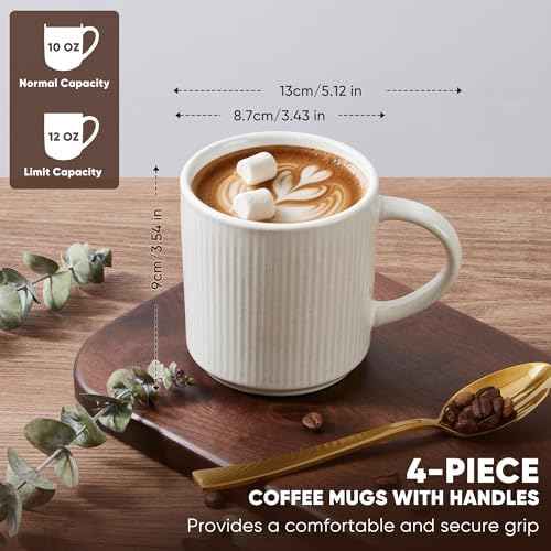 E-far Coffee Mugs Set of 4, 12 oz Stoneware Coffee Cups with Handle