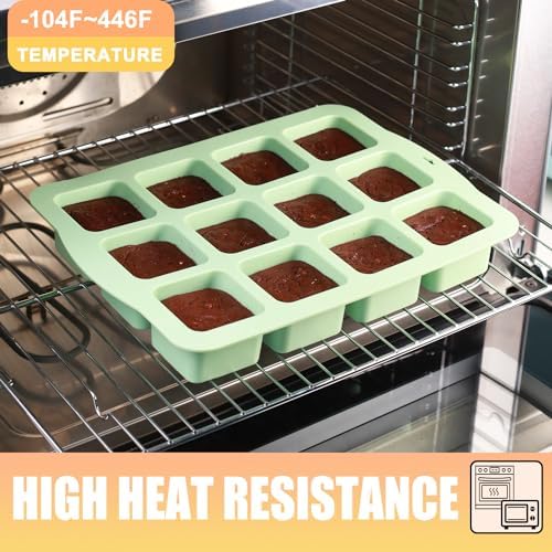 QELEG Silicone Brownie Pan with Dividers, 2 Pcs 12-Cavity