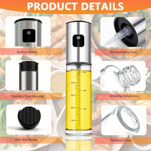 2 Pack Glass Olive Oil Sprayer Bottles for Cooking