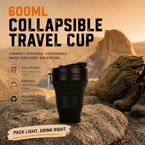 Silicone Coffee Cup with Straw lid Collapsible Cups for Traveling 20oz