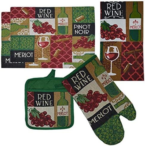 5 Pieces 100% Cotton Kitchen Linen Set.