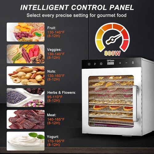 LED 8-Layer Stainless Steel Food Dehydrator