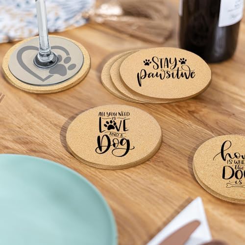 Coasters for Drinks with Set of 6, Cute Dog Coaster for New Home