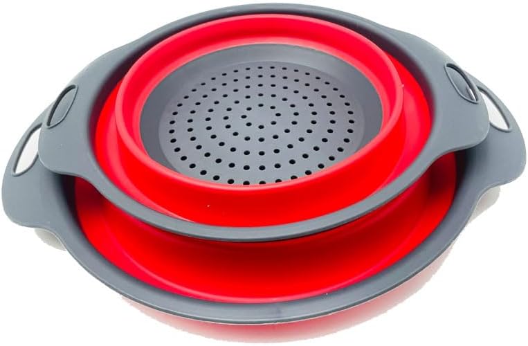NIWWIN Pack of 2 Foldable Pasta Strainers, Foldable Kitchen Colander