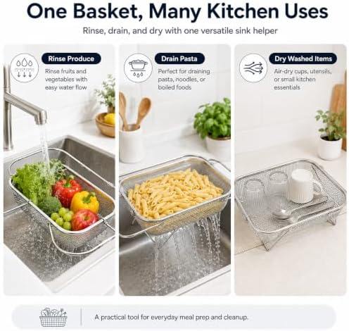 Stainless Steel Telescopic Drainer Basket Expandable Sink