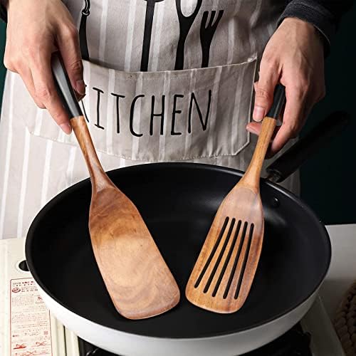 Wooden Spatula Set for Cooking Spoon Non Toxic Teak Kitchen Utensils