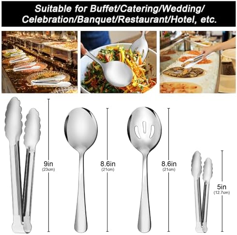 12PCS Stainless Steel Serving Utensils Sets - Large Serving