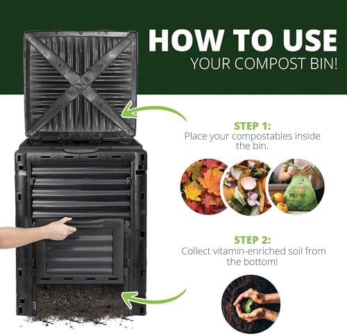 Simply Bio 80 Gallon Outdoor Compost Bin, Black
