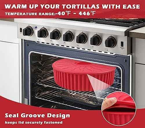 KOLUTI Nonstick Silicone Tortilla Warmer Container, 10 Inch Taco