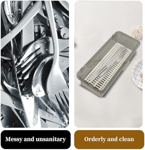 6 Pcs Flatware Tray with Lid Large Plastic Drainer Silverware Utensil