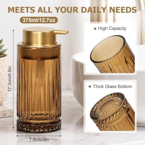 Amber Foaming Glass Soap Dispenser, 2 Pack Glass Foam Hand Soap