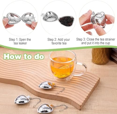 50 Pcs Stainless Steel Heart Shaped Tea Infuser, Loose Leaf Steeper