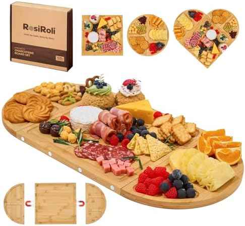 Magnetic Bamboo Charcuterie Board Set, 3-Piece Serving Tray