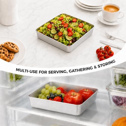 TeamFar 8x8 Baking Pan, Stainless Steel Square Cake Brownie Pan