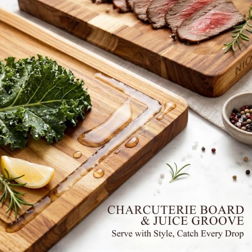 Kikcoin Teak Wood Cutting Board Set of 3