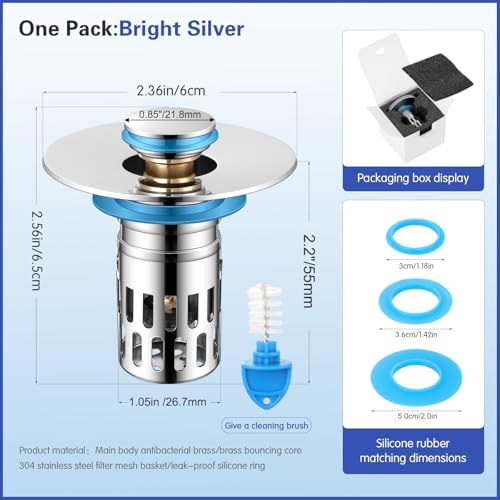 All Metal - Bathroom Sink Stopper,Universal Pop Up Bathroom Sink Drain