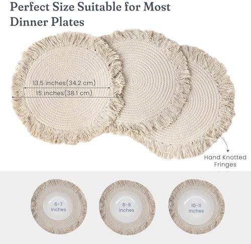 Fine Living 15 Inch Round Placemats Set of 6 with 6-Free