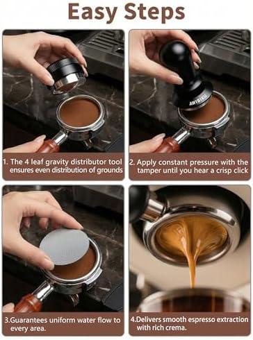 Barista Espresso Tamper 53.3/54mm, Spring Loaded Flat Base Tamper Kit