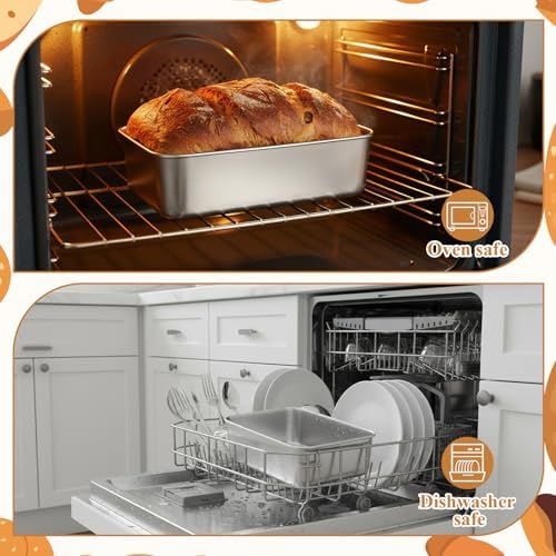12 Pack 304 Stainless Steel Loaf Pan for Baking, 8.6 x 5.8 Inch