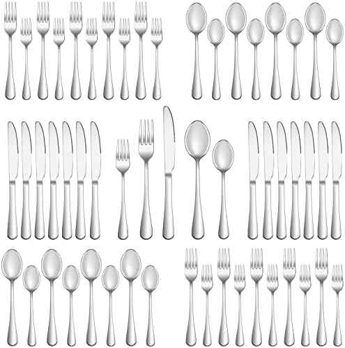 40 Piece Silverware Set Service for 8,Premium Stainless Steel Flatware Set,Mirror Polished Cutlery Utensil Set,Durable Home Kitchen Eating Tableware Set,Include Fork Knife Spoon Set,Dishwasher Safe