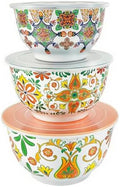 TP Melamine Mixing Bowl Set with Lids, Salad Bowl Set of 3, Aztec