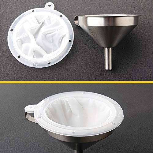 Stainless Steel Funnel with Fine Mesh Strainer, 5-Inch Metal Hopper