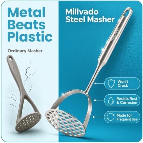Millvado Potato Masher Stainless Steel, Mashed Potatoes - 12.5 In.