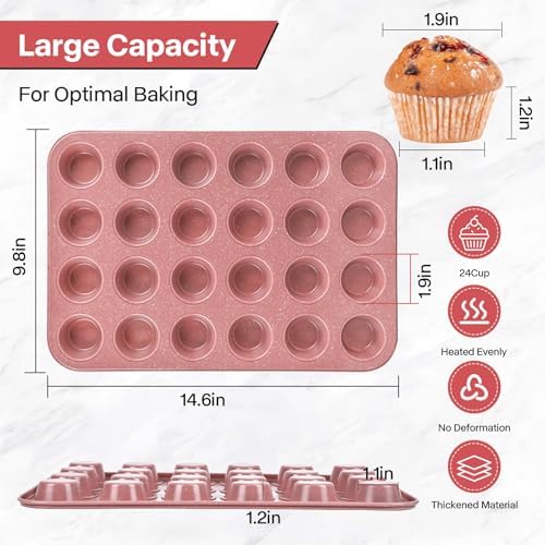2-Pack 24-Cup Nonstick Ceramic-Coated Mini Muffin Pan|2 Pcs 8x8 Baking