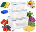Fruit Storage Containers for Fridge with Removable Colanders