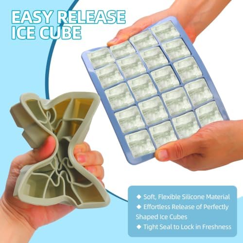Silicone Ice Cube Tray 4 Pack - EASY RELEASE ice cube tray with lid