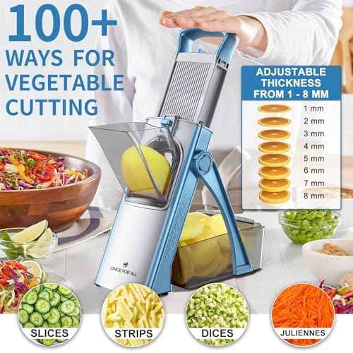 ONCE FOR ALL Upgrade Safe Mandoline Slicer Plus, Bigger Size, SkyBlue