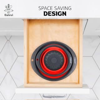 Collapsible Strainers for Kitchen, Red, Set of 2