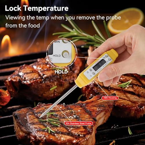Akozon Digital Food Thermometer Pen, Yellow