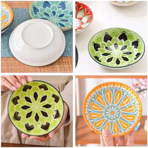 6 inch 4 Pack Cute Bohemian Colorful Ceramic Candy Bowls