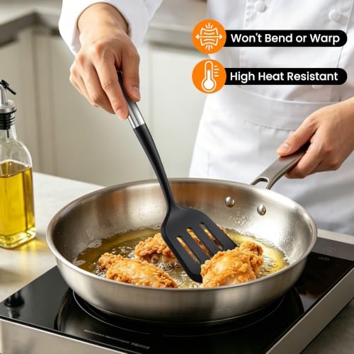 Silicone Spatula Set, 4-Piece, 12" Grill Tongs