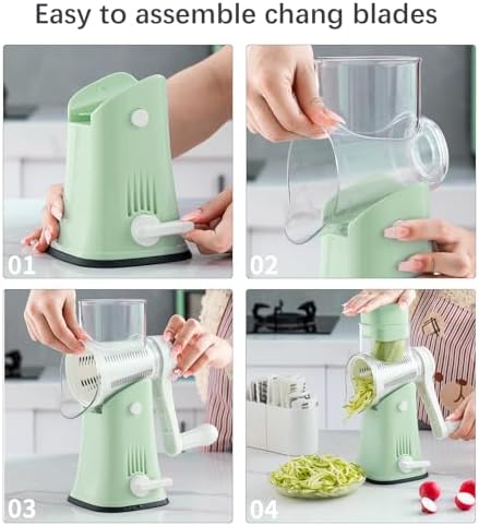 5 in 1 Rotary Cheese Grater with Handle