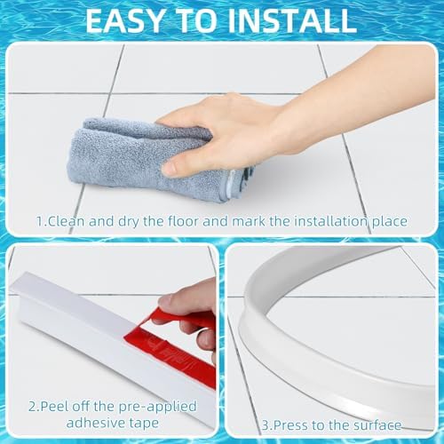 2'' High Shower Threshold Water Dam, Collapsible Water Splash Guard