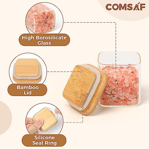 ComSaf 12Pcs Glass Spice Jars with Bamboo Lid 4oz - 16Pcs Glass Spice