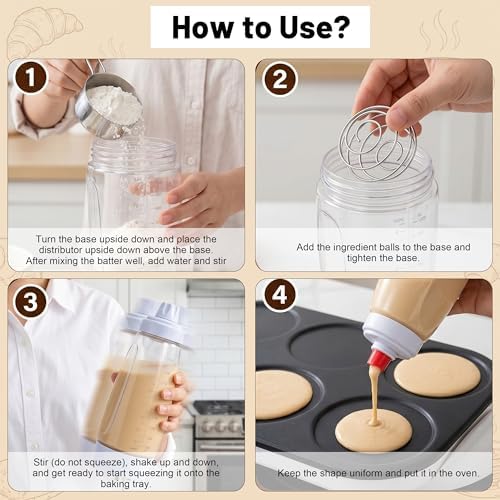 2PCS Pancake Batter Dispenser Bottles, 1000ml
