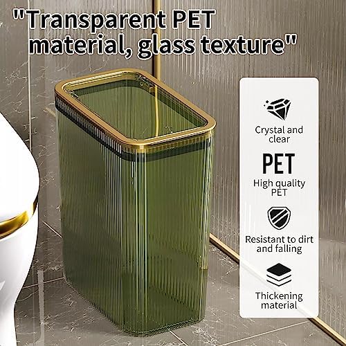 Bathroom Trash Cans with Lids, 2.6 Gallon, Green