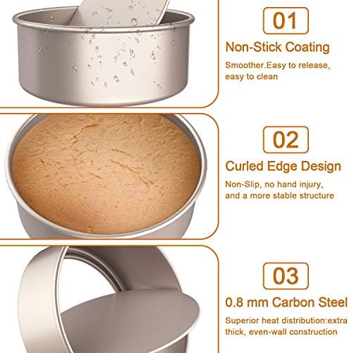 CHEFMADE Round Cake Pan, 8-Inch with Removable Loose Bottom