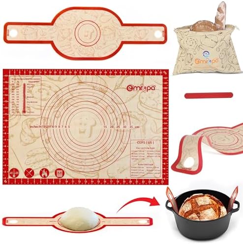 Silicone Bread Sling and Baking Mat Set, 3 Pieces, Long Handles