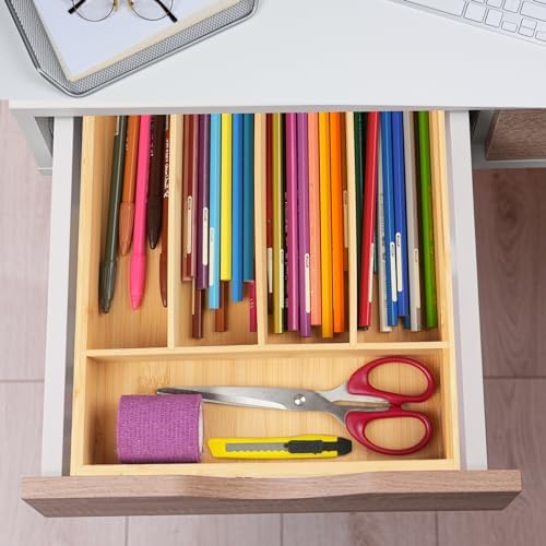 LotFancy Bamboo Silverware Tray, 9.5 Inch