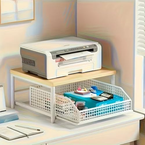 Kitchen Countertop Organizer with Drawer and Wire Basket, 2-Layer